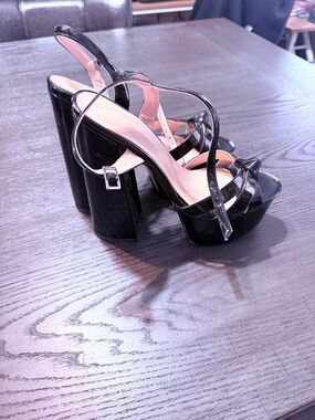 Mettesally Chunky Platform Heels Heeled Sandals Open Toe Ankle Strap